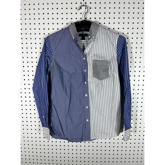 J.Crew Multi striped button down shirt size 4P - Picture 1 of 4